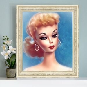 Vintage Barbie Art poster 11x14 Framed white beveled